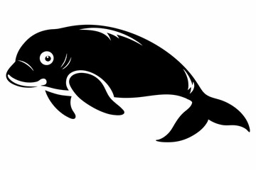 dugong silhouette line art vector illustration with a white background