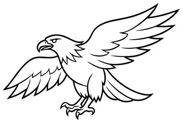 eagle silhouette line art vector illustration with a white background