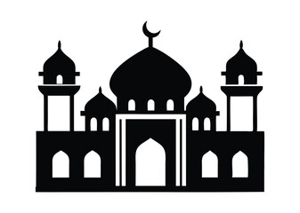 mosque silhouette vector, isolated black silhouette of a mosques collection, black silhouette mosque vector illustration 