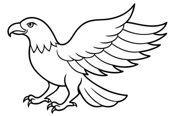 eagle silhouette line art vector illustration with a white background