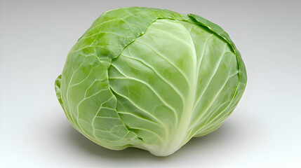 Fototapeta premium Fresh green cabbage on white background, food photography for recipe websites