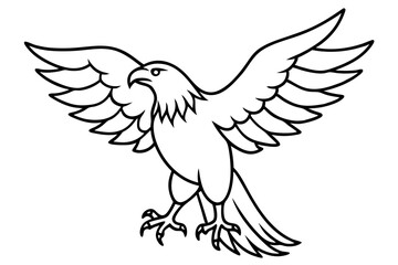 eagle silhouette line art vector illustration with a white background