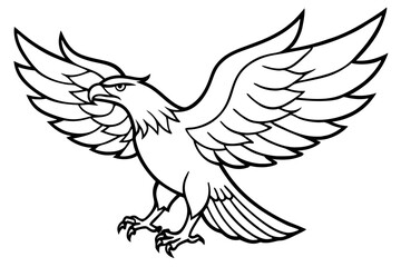 eagle silhouette line art vector illustration with a white background