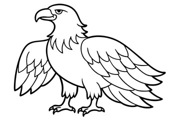 eagle silhouette line art vector illustration with a white background