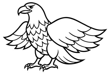 eagle silhouette line art vector illustration with a white background