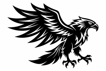 eagle silhouette line art vector illustration with a white background