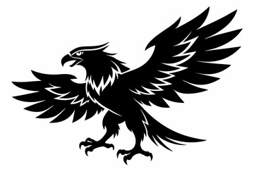 eagle silhouette line art vector illustration with a white background