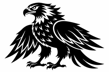 eagle silhouette line art vector illustration with a white background