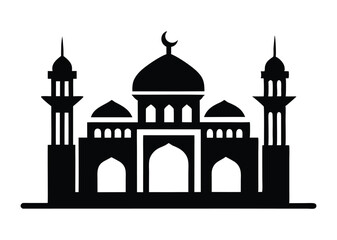 mosque silhouette vector, isolated black silhouette of a mosques collection, black silhouette mosque vector illustration 