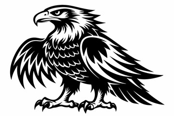 eagle silhouette line art vector illustration with a white background