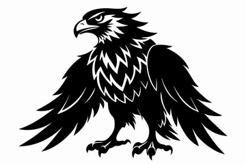 eagle silhouette line art vector illustration with a white background