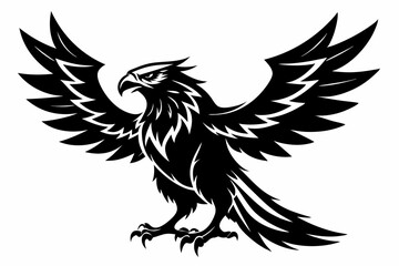 eagle silhouette line art vector illustration with a white background