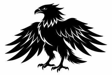 eagle silhouette line art vector illustration with a white background