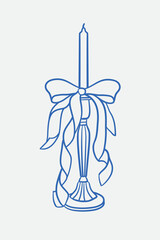 Hand-drawn candle Illustration. Line art, ink, minimalist style. Vector illustration. Party collection.