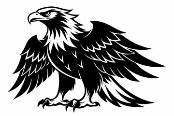 eagle silhouette line art vector illustration with a white background