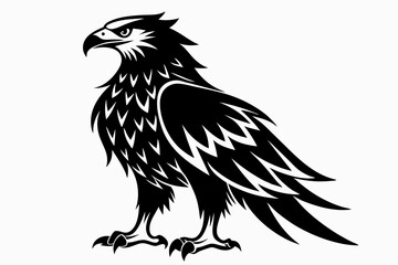 eagle silhouette line art vector illustration with a white background