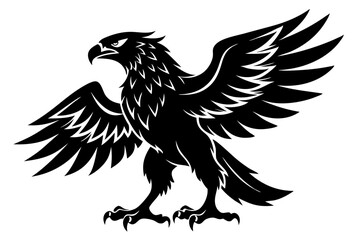 eagle silhouette line art vector illustration with a white background