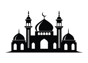 mosque silhouette vector, isolated black silhouette of a mosques collection, black silhouette mosque vector illustration 