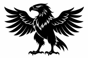 eagle silhouette line art vector illustration with a white background