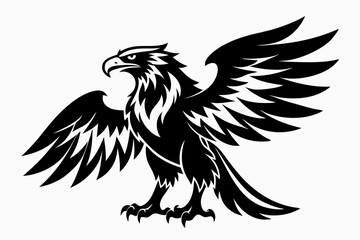 eagle silhouette line art vector illustration with a white background