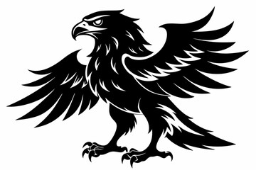 Obraz premium eagle silhouette line art vector illustration with a white background