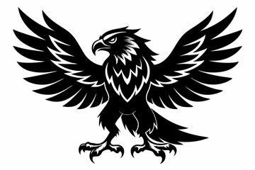 eagle silhouette line art vector illustration with a white background