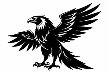 eagle silhouette line art vector illustration with a white background