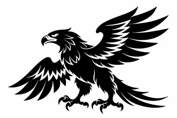 eagle silhouette line art vector illustration with a white background