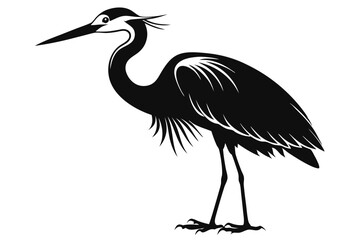 egret silhouette line art vector illustration with a white background