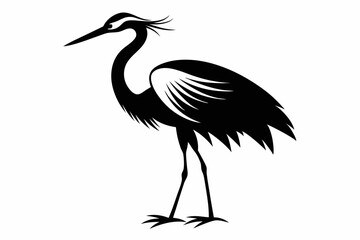 Obraz premium egret silhouette line art vector illustration with a white background