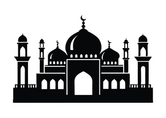 mosque silhouette vector, isolated black silhouette of a mosques collection, black silhouette mosque vector illustration 