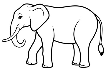 elephant silhouette line art vector illustration with a white background