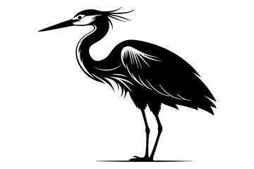 Obraz premium egret silhouette line art vector illustration with a white background