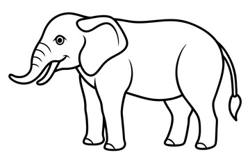 elephant silhouette line art vector illustration with a white background