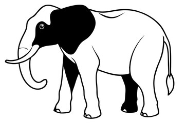 elephant silhouette line art vector illustration with a white background