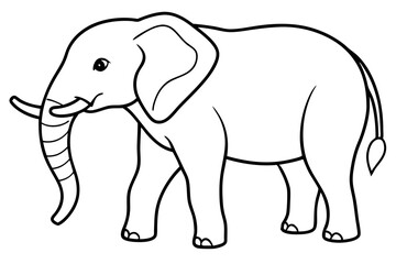 elephant silhouette line art vector illustration with a white background