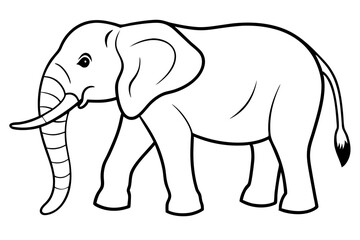 elephant silhouette line art vector illustration with a white background
