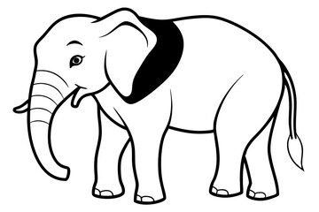 elephant silhouette line art vector illustration with a white background