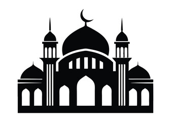 mosque silhouette vector, isolated black silhouette of a mosques collection, black silhouette mosque vector illustration 