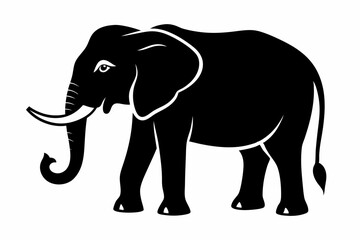elephant silhouette line art vector illustration with a white background