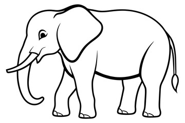 elephant silhouette line art vector illustration with a white background