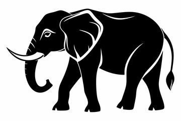 elephant silhouette line art vector illustration with a white background