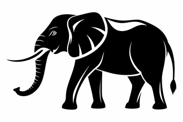 elephant silhouette line art vector illustration with a white background