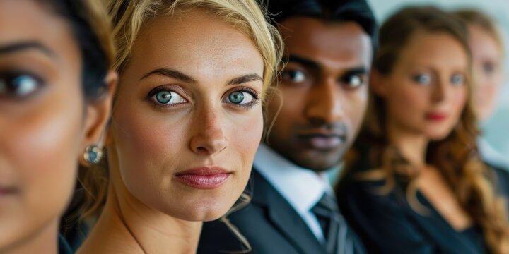 a group of office staff of different genders and races, a conference, a workshop, young entrepreneurs and businessmen, a team of professional specialists