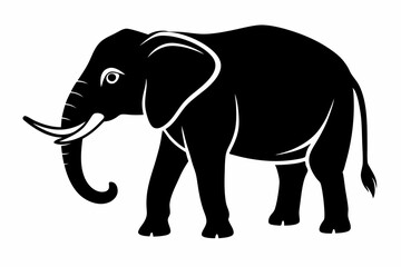 elephant silhouette line art vector illustration with a white background