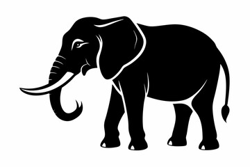 Fototapeta premium elephant silhouette line art vector illustration with a white background