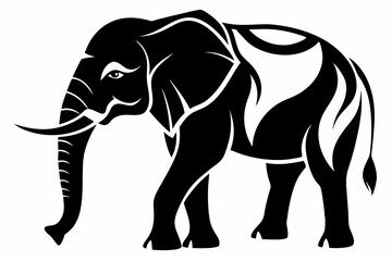 elephant silhouette line art vector illustration with a white background