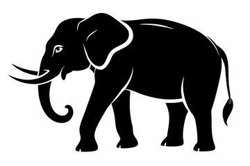 elephant silhouette line art vector illustration with a white background