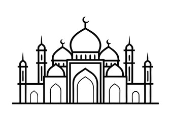 mosque silhouette vector, isolated black silhouette of a mosques collection, black silhouette mosque vector illustration 