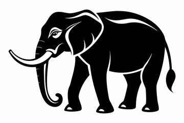 elephant silhouette line art vector illustration with a white background